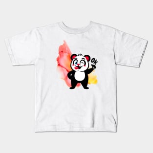 Cute Panda Says Ok - Adorable Panda - Kawaii Panda Kids T-Shirt